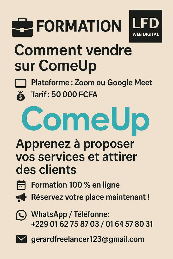 Formation : Comment vendre sur ComeUp
