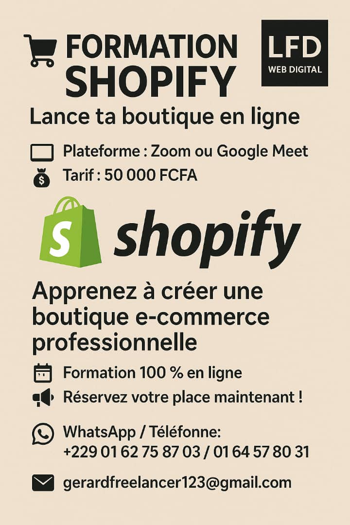 Formation Shopify – Lance ta boutique en ligne